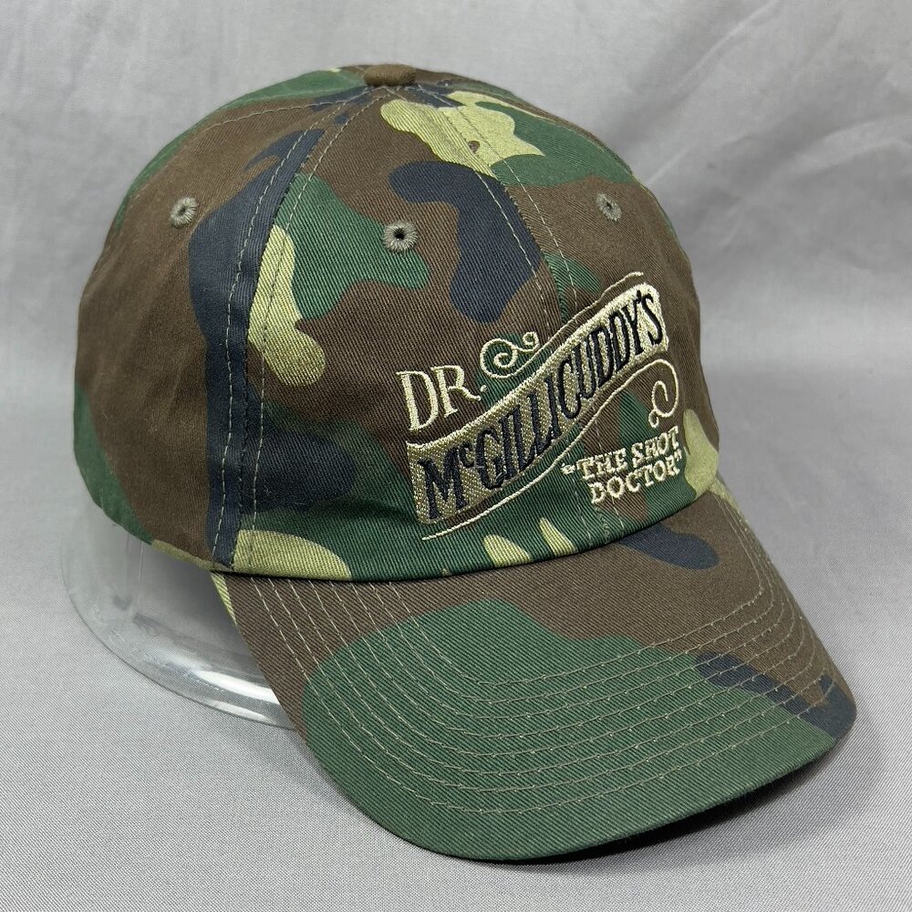 Dr McGillicuddys Liqueur Strapback Hat Cap Woodland Camouflage Golfer Dad Mens
